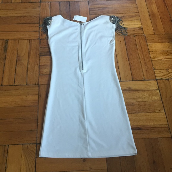 Better B. Ivory Bodycon Dress Decorative Shoulders - Picture 4 of 8
